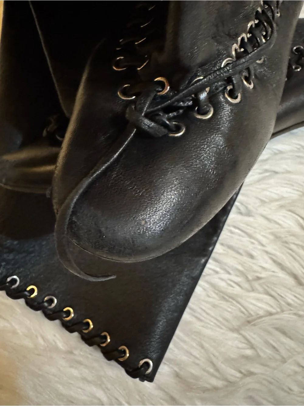 August Barron ALL-IN Leather Flat Boots Black